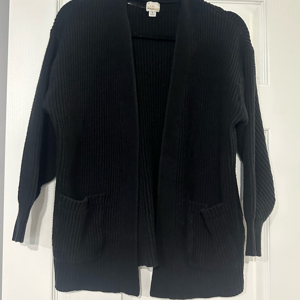 a new day Black Ribbed Cardigan